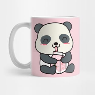 Kawaii Panda Enjoying Strawberry Milk Mug